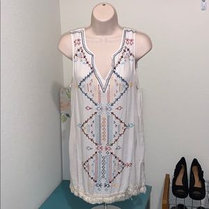 Aztec Print Fringe Top